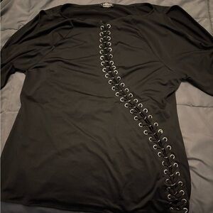 Venus cold shoulder Black Lace-Up Top size XL  size tag was cut out